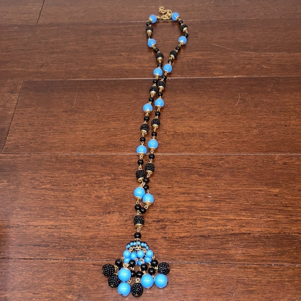guc jcrew Blue Beaded pendant Necklace
